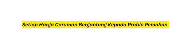 Setiap Harga Caruman Bergantung Kepada Profile Pemohon