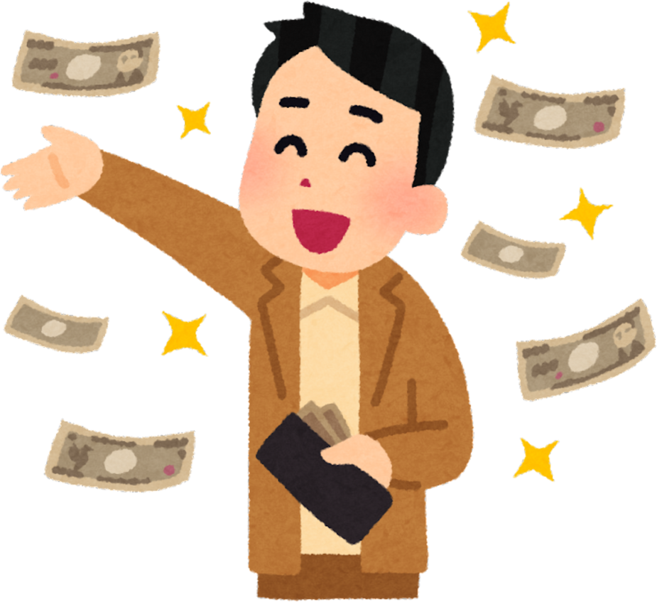 Illustration of a Cheerful Man Spending Money Generously